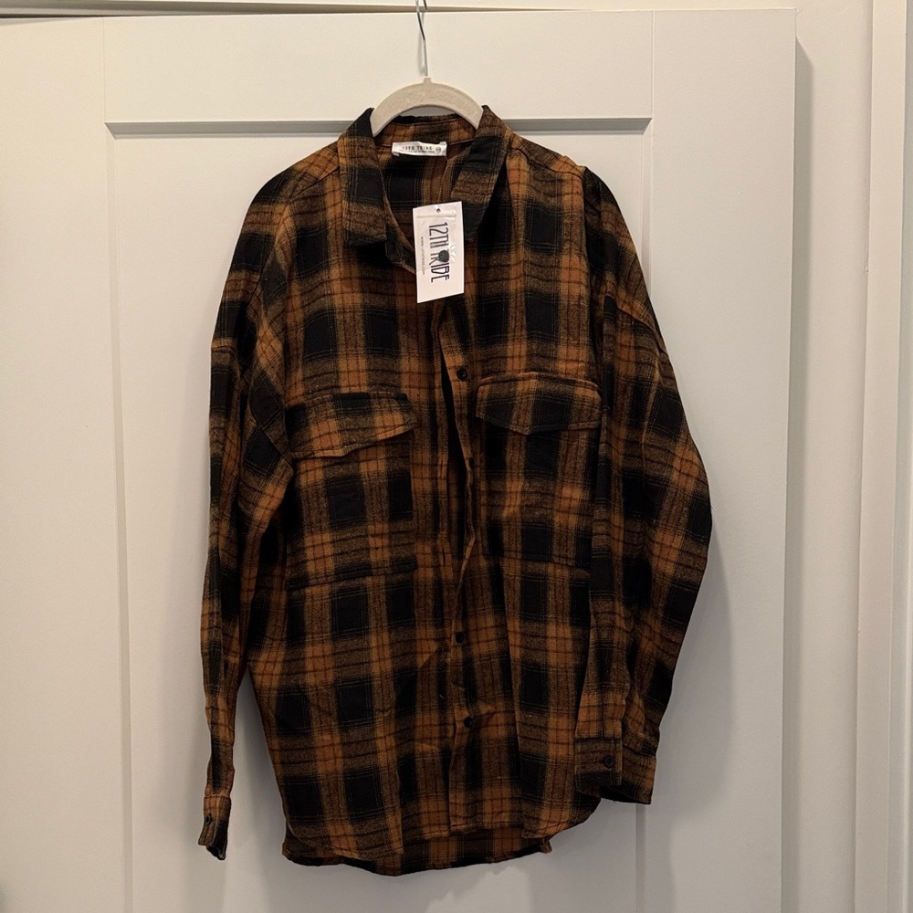 NWT 12th Tribe Plaid Button-Up Shirt